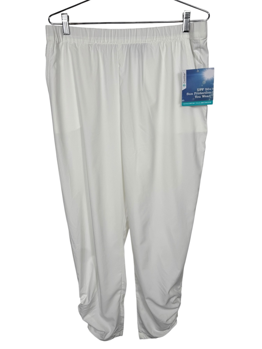 NWT Coolibar Gisele Ruched Pant, White, Size L